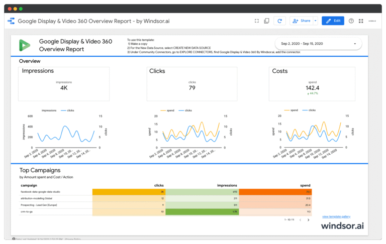 Data Studio DV 360 Overview Report