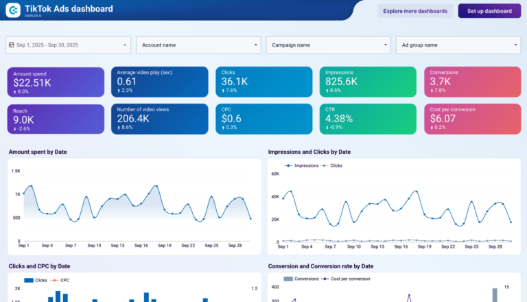 TikTok Ads Data Studio dashboard template